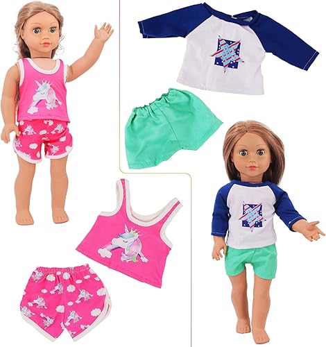 Miniatura 7 de Ecore Fun 10 juegos de ropa de muñeca americana de 18 pulgadas, 18 piezas de ropa de muñeca, trajes de baño, trajes de baño, medias para muñecas de