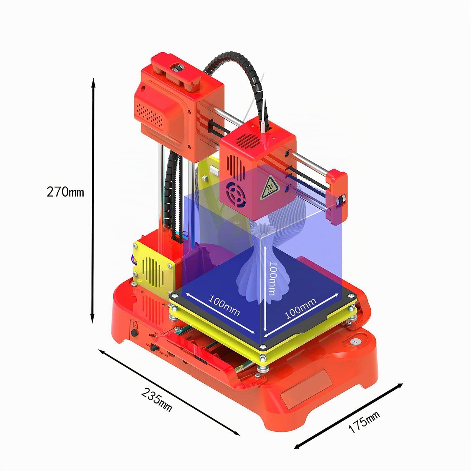 BuyWeek Mini Impresora 3D, Impresora 3D de Escritorio K7,Impresora 3D Fused Deposition Modeling para niños, educación para Estudiantes, Suministros de impresión PLA