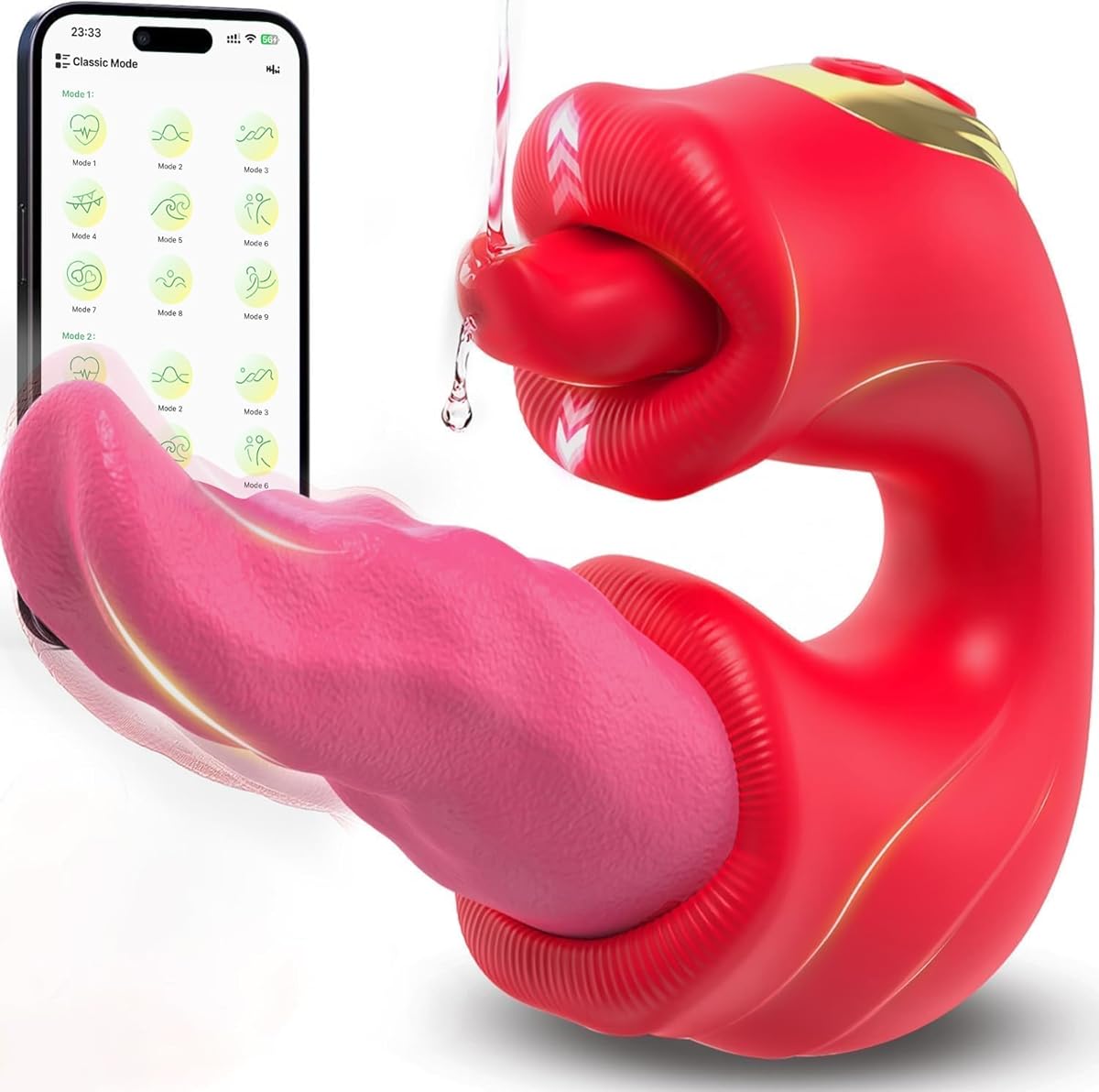 Tongue Vibrator Women Sex Toys - APP 3 in 1 Tongue Toy for Women Rose Sex Toys G Spot Vibrator Tongue Dildo with 10 Licking 10 Flapping Rotation 10 Vibrating Mode, Mouth Clitoral Stimulator Pleasure Tool Couple Adult Toys (Rose)
