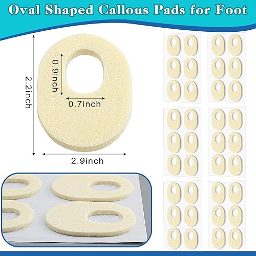 Miniatura 2 de 72 cojines de fieltro para callos de forma ovalada, almohadillas adhesivas para pies, almohadillas suaves y transpirables para callos, cojines de