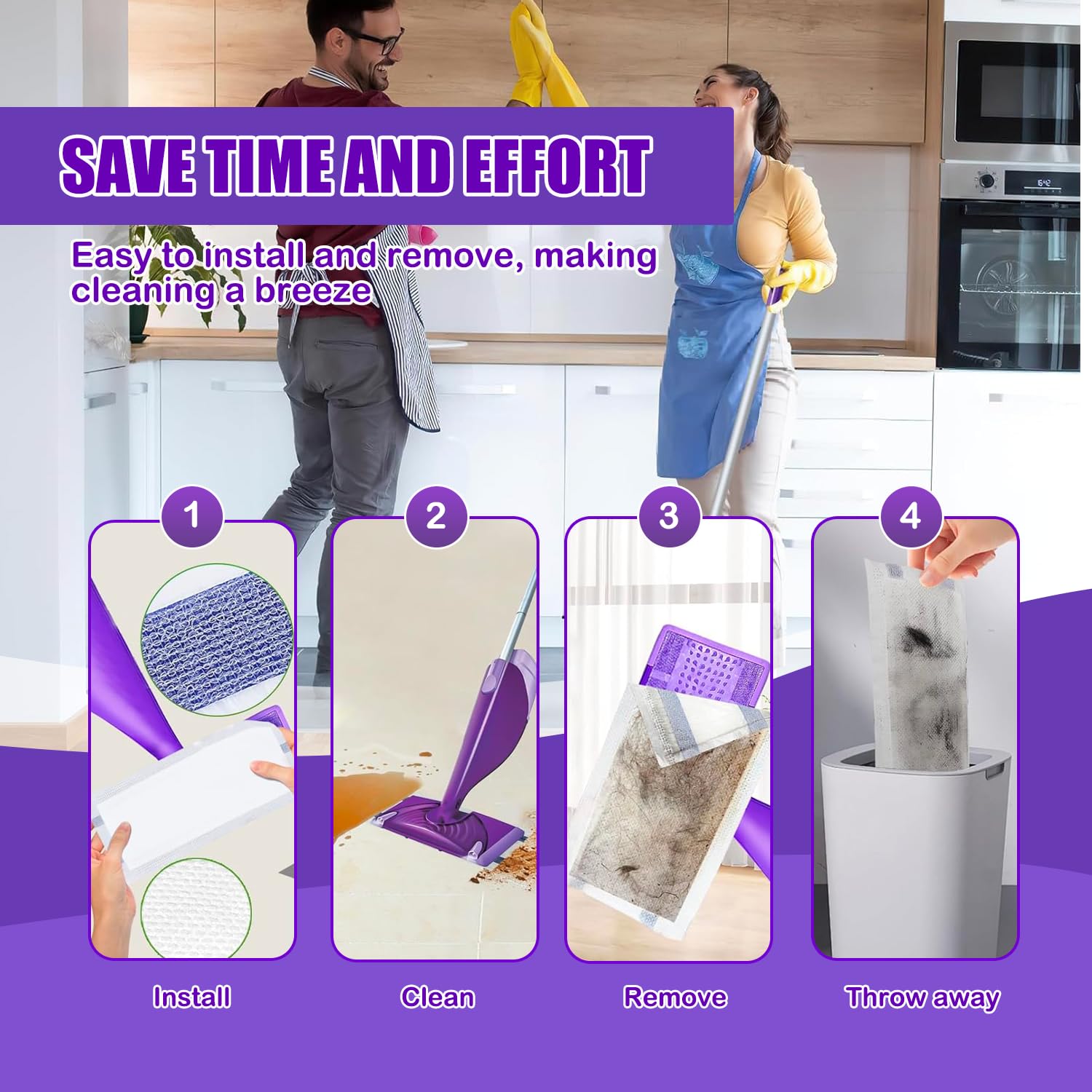 Repuesto de almohadilla de fregona compatible con mopa Swiffer WetJet, almohadillas de mopa Wet Jet para limpieza de suelos de madera dura multisuperficie, 4 capas gruesas y súper absorbentes, 20