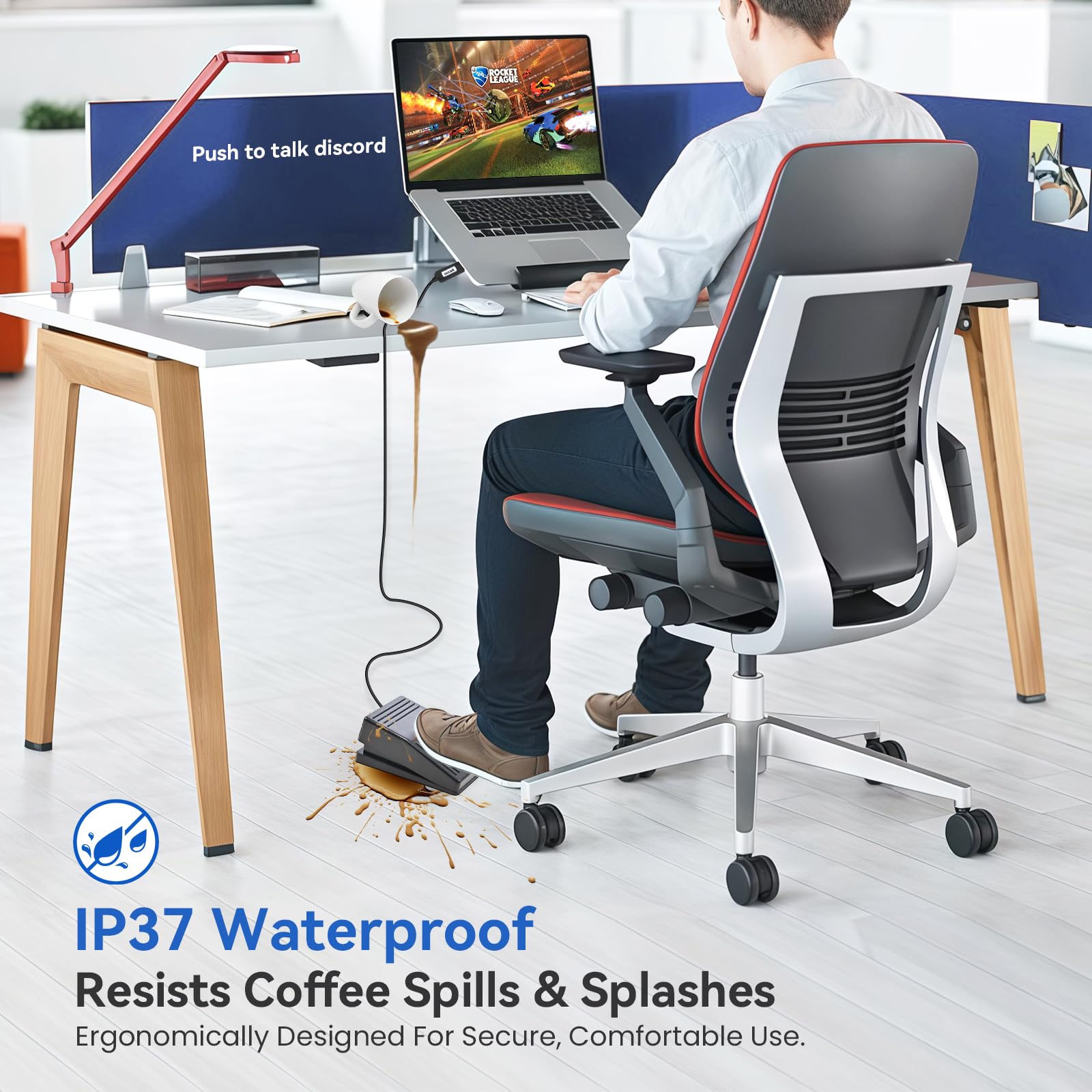 iKKEGOL Pedal de pie USB mejorado, pedal de control manos libres impermeable IP37, interruptor de pie programable con una tecla, teclado de ratón para transcripción, juegos, giro de página de trabajo
