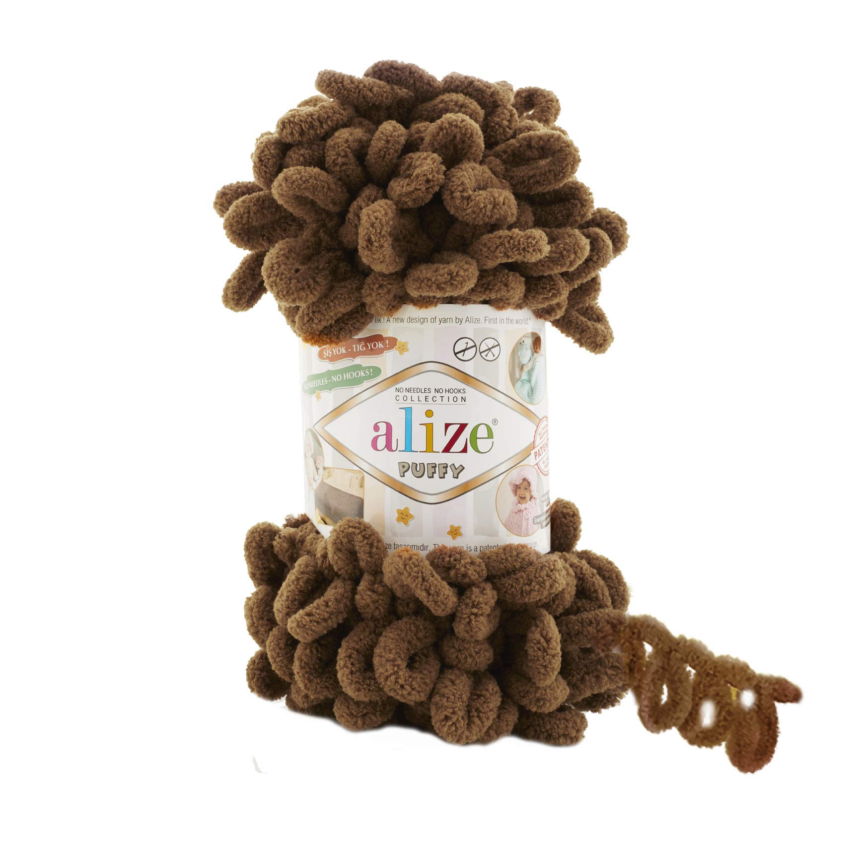 Alize Puffy Baby Blanket - Lot of 5 Skeins, 500gr, 50yds, 100% Micropolyester Soft, Super Chunky Bulky Worested Yarn