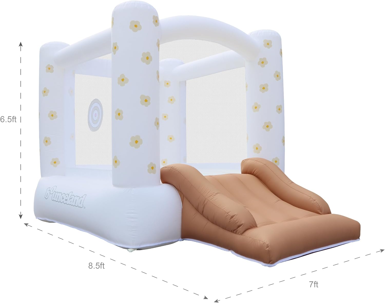 Bounceland in Bloom Playland Bounce House, 8.5 ft L x 7 ft W x 6.5 ft H, Neutral Floral Bounce House with Slide, UL Blower Included, Trendy Bouncer for Kids, Indoor & Outdoor Use, Best Gift for Kids