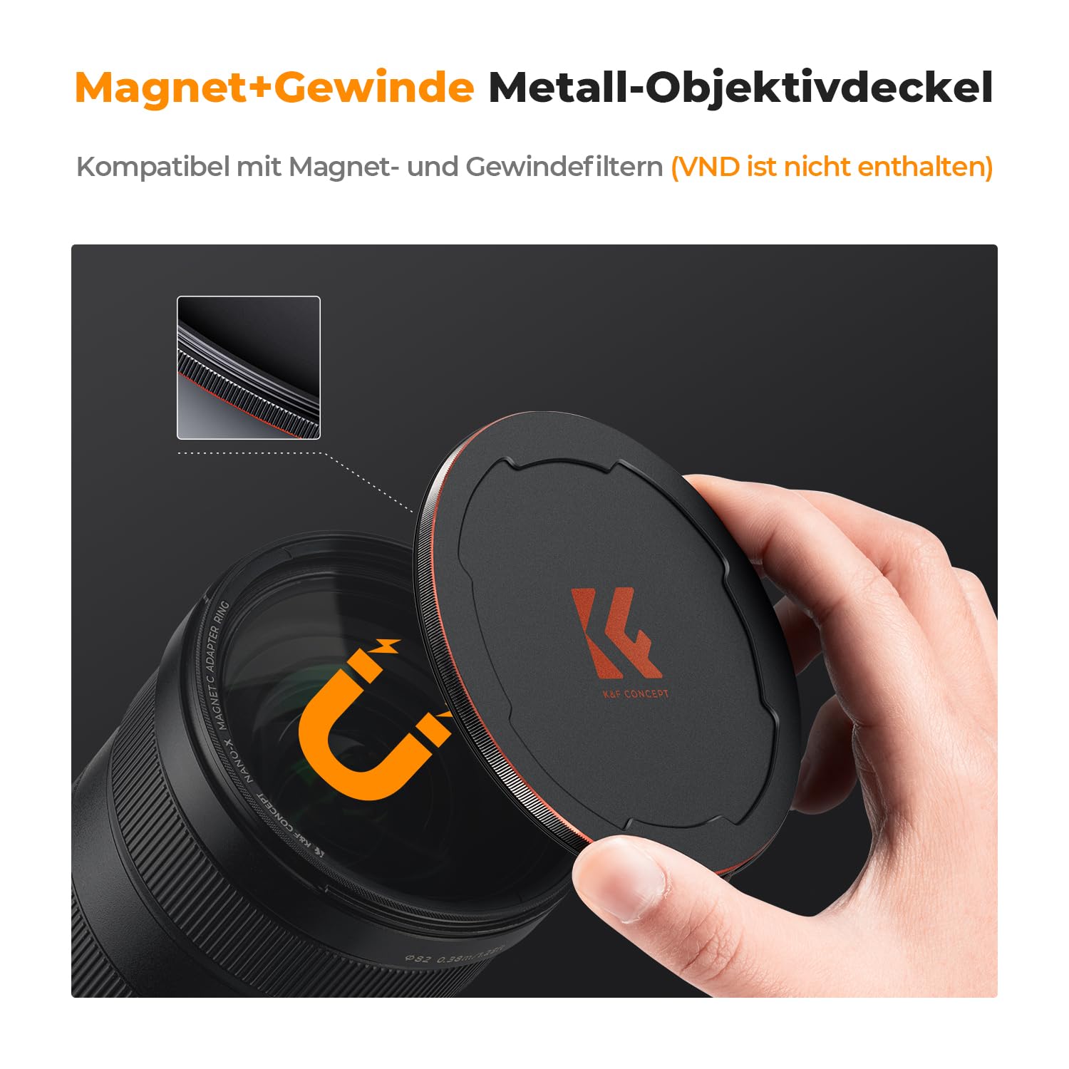 K&F CONCEPT Magnetic Filter Set 58mm Magnetisches Schnellwechsel System Quick Swap System Polfilter(CPL),ND8,ND64 mit Magnetischer Adapterring und Objektivdeckel, Filtertasche (Nano-Xcel)