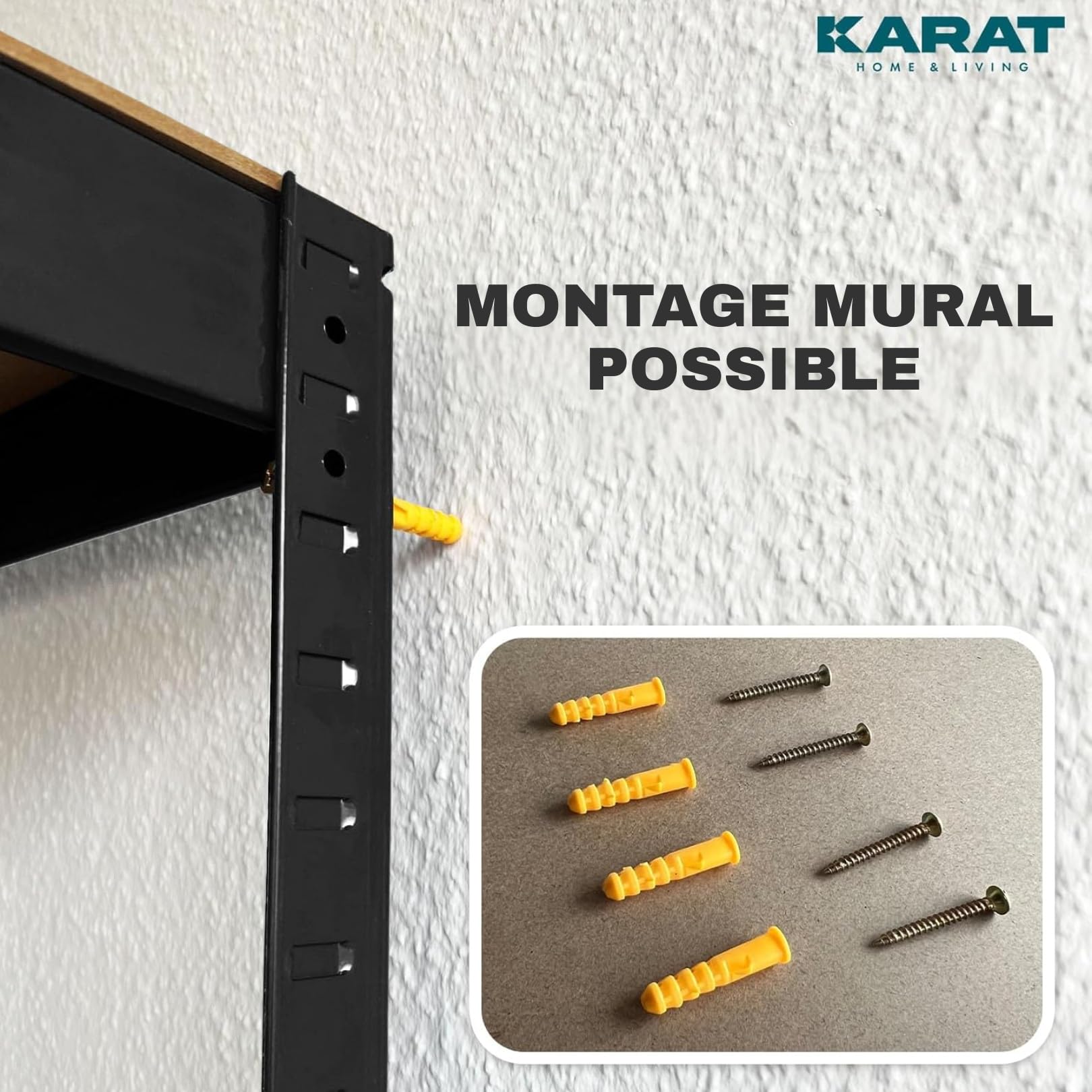 KARAT – Lot de 2 étagères Robustes Lakota pour Charges Lourdes – Étagères enfichables avec 5 tablettes réglables – Rayonnages en métal Idéal pour Cave ou Garage – Noir, 180 x 90 x 40 cm