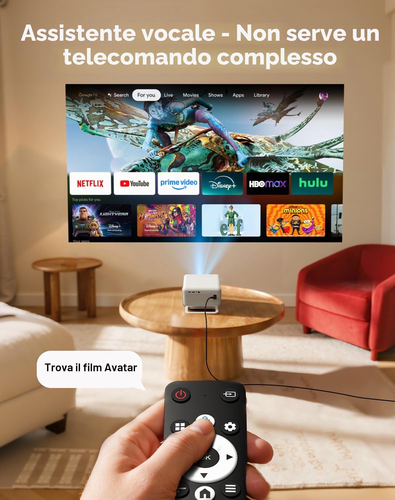 Xgody Gimbal N6 Pro Proiettore Videoproiettore Compatibile con Netflix, FHD 1080P Nativo Bluetooth, Calibrazione automatica dello schermo e controllo vocale, 700 ANSI Luminosità, WiFi 6