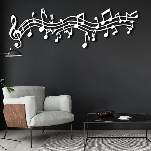 Miniatura 6 de ENJOYOO Nota musical de metal, nota de metal musical para pared para sala de estar, dormitorio (negro, 41 x 14 pulgadas41.3 x 14.2 in, arte de pared