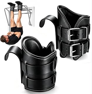 Gravity Inversion Boots for Back Pain Relief, PU Leather Cushioned Ankle Support with Adjustable Double-Lock Buckles, Hanging Inversion Boots for Pull Up Bar, Spine Decompression & Core Training.