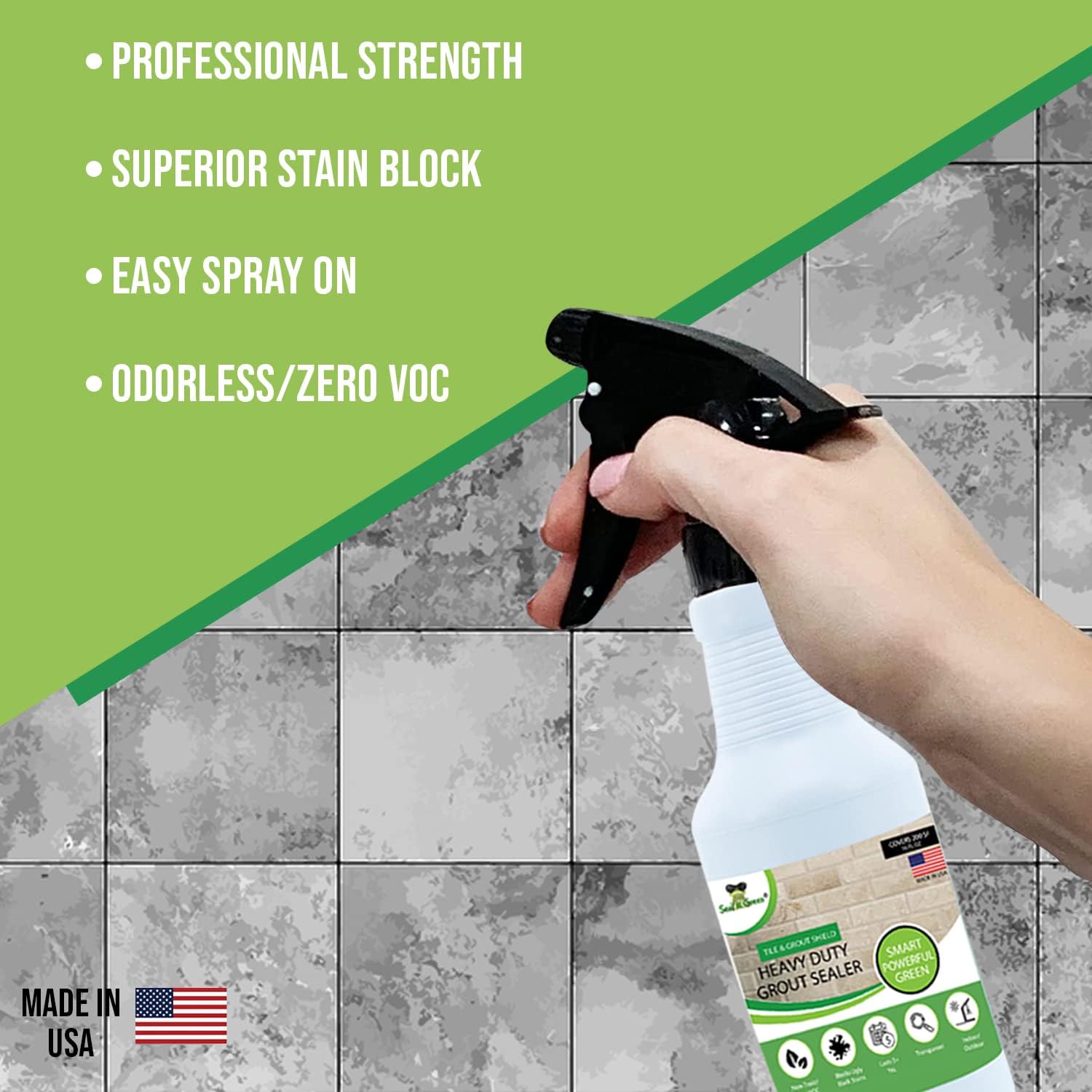 Seal It Green Xtreme Heavy Duty Professional Grout Sealer-Breathe Easy, Stain Block Technology. Odorless,Non-Toxic,Zero VOC-Seals & Protects. Lasts 5+ Yrs. 200+ SF Coverage