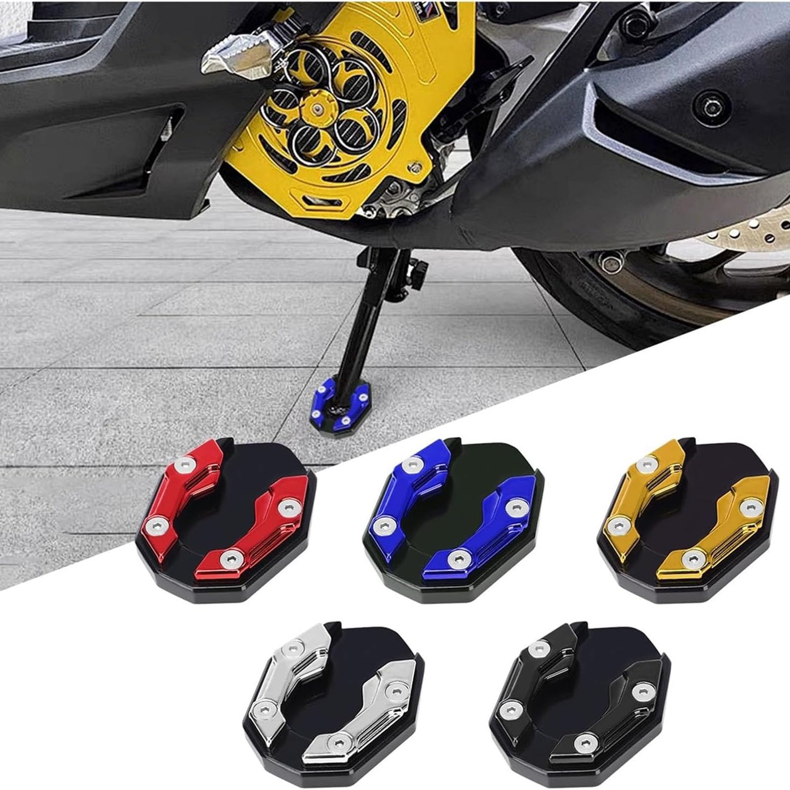 Motorrad Seitenständer Platte für Harley Davidson Road Glide CVO, Aluminium Seitenständer Verlängerung Anti-Rutsch Motorrad Ständer Unterlage,Black