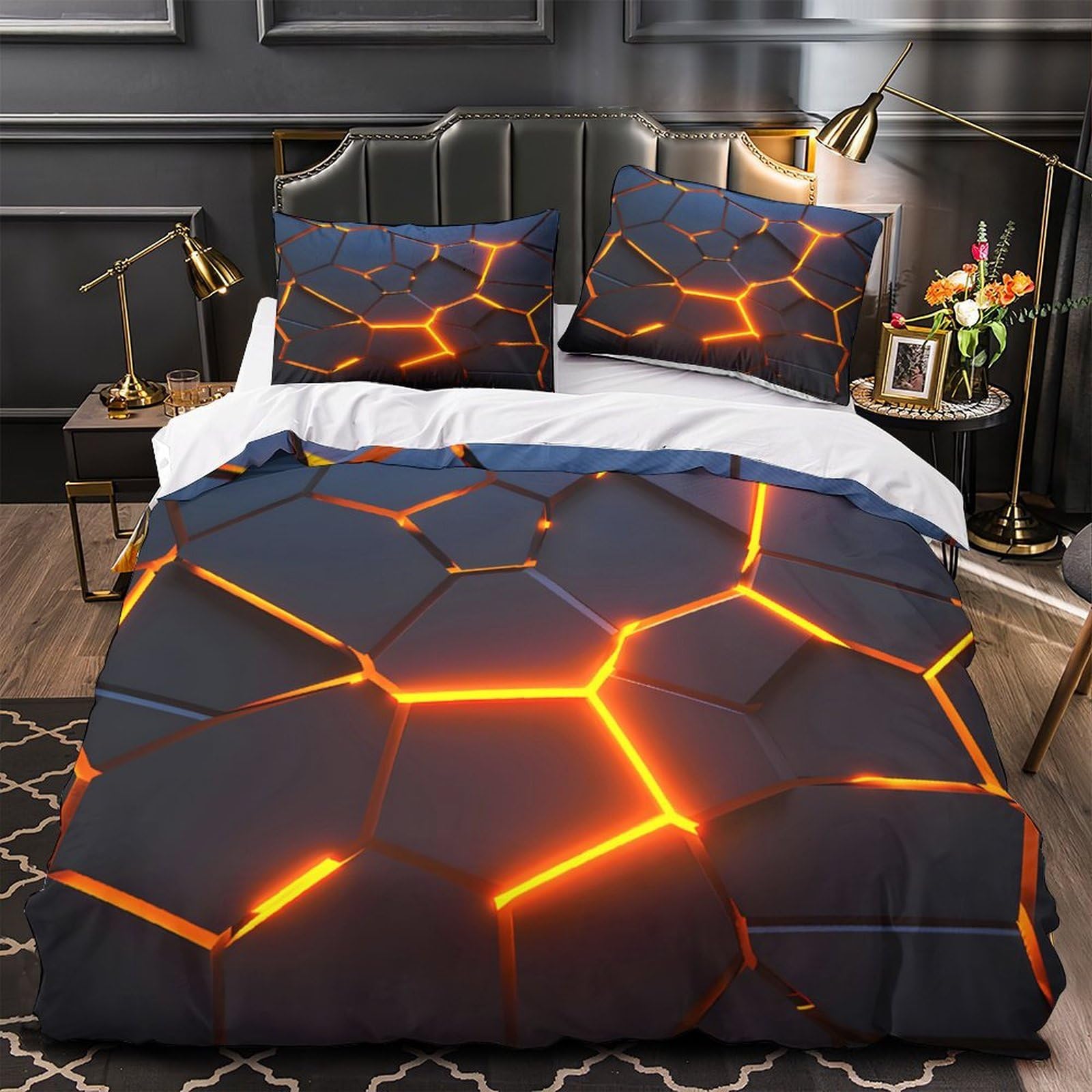 Housse de couette imprimé 3D 140x200 parure de lit microfibre enfant