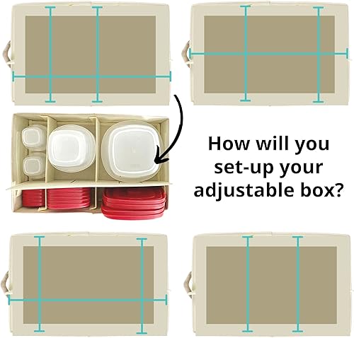 Miniatura 4 de Organizador de contenedores de almacenamiento de alimentos, 2 piezas, caja organizadora de tapa, caja organizadora de cocina ajustable, compatible