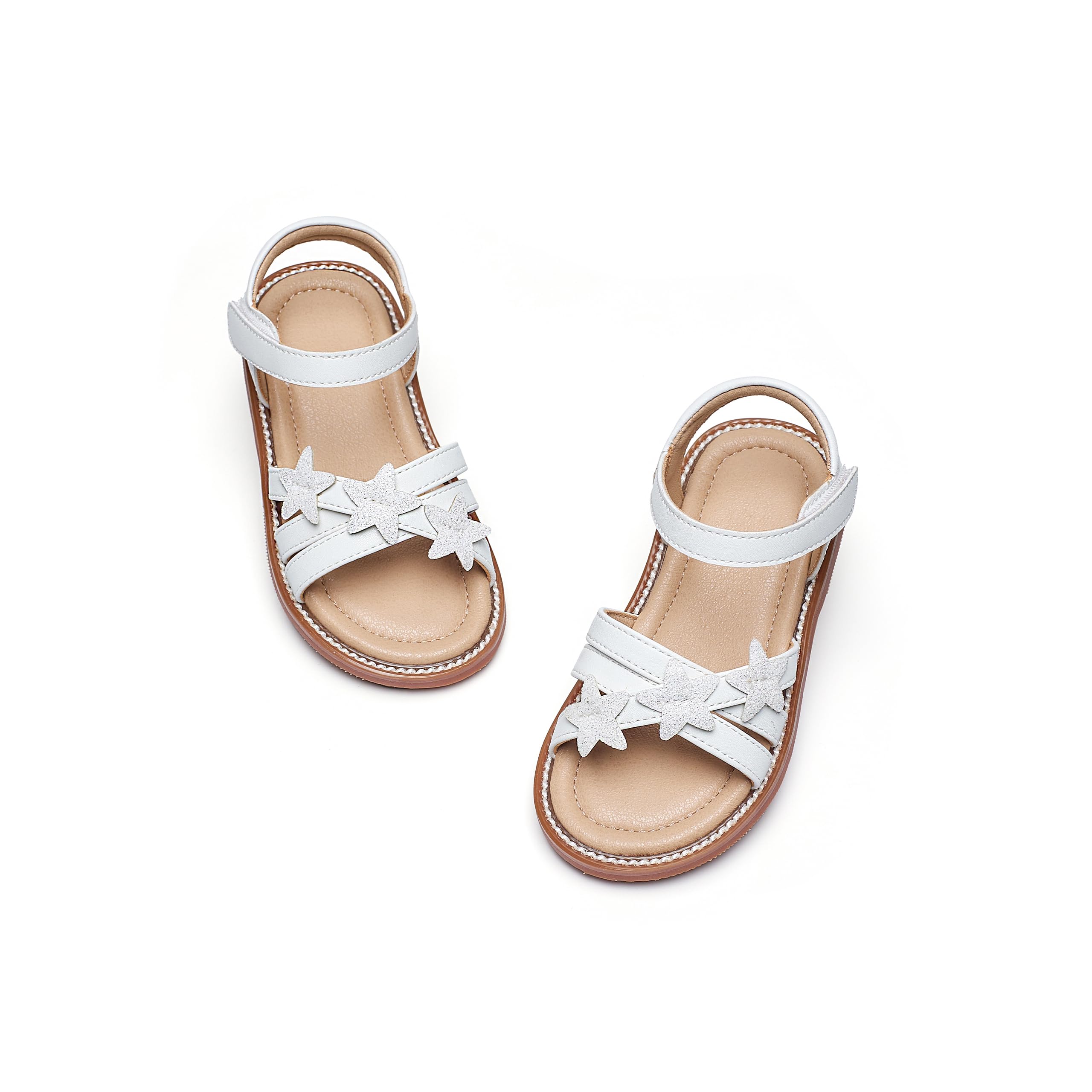 Flaryzone Toddler Girls Sandals Open Toe Flats Flower Girl Dress Shoes