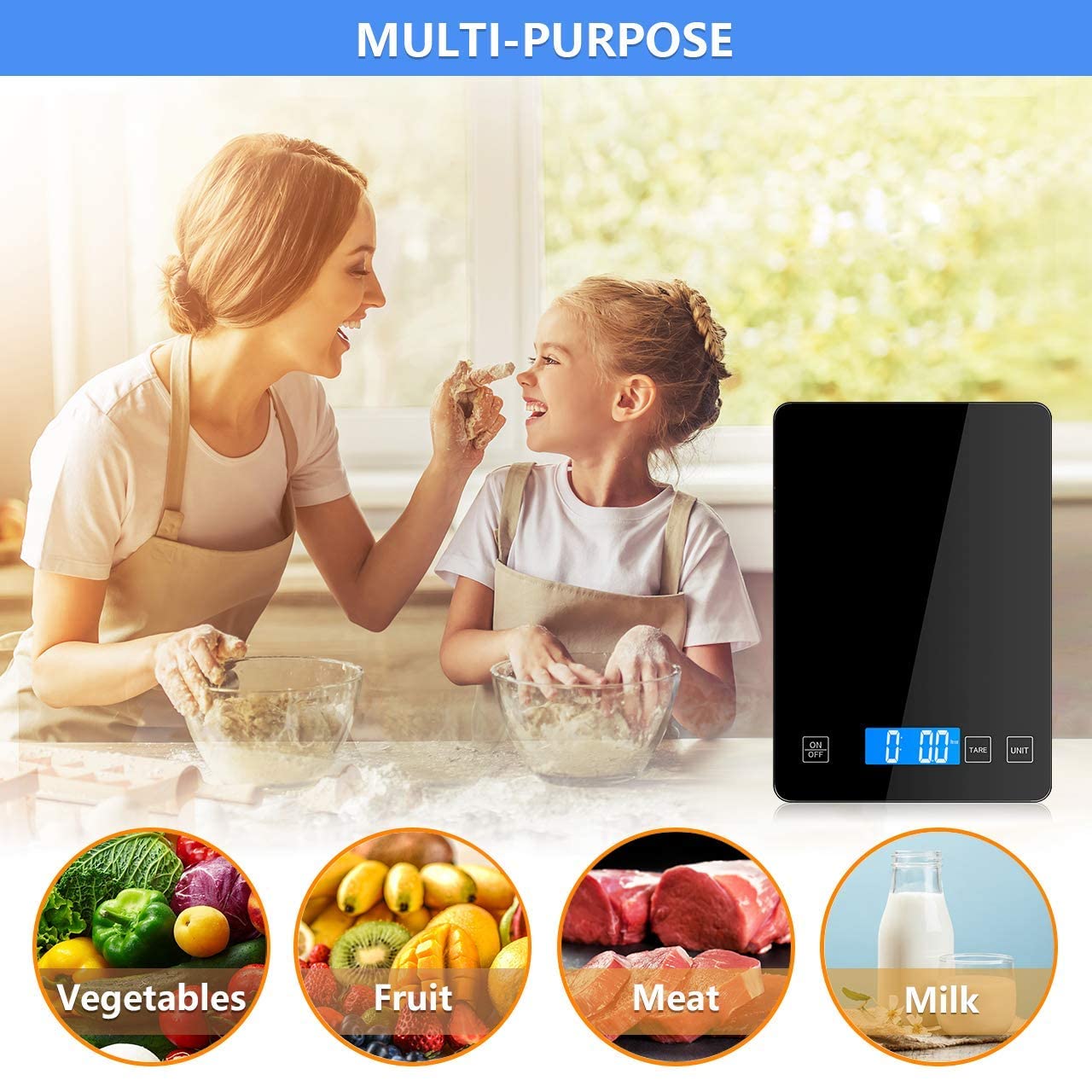 Hot Deals Nicewell Food Scale Digital Weight Grams and oz, 22lb Kitchen Scale for Cooking Baking, 1g/0.1oz Precise Graduation, Sleek Tempered Glass Platform