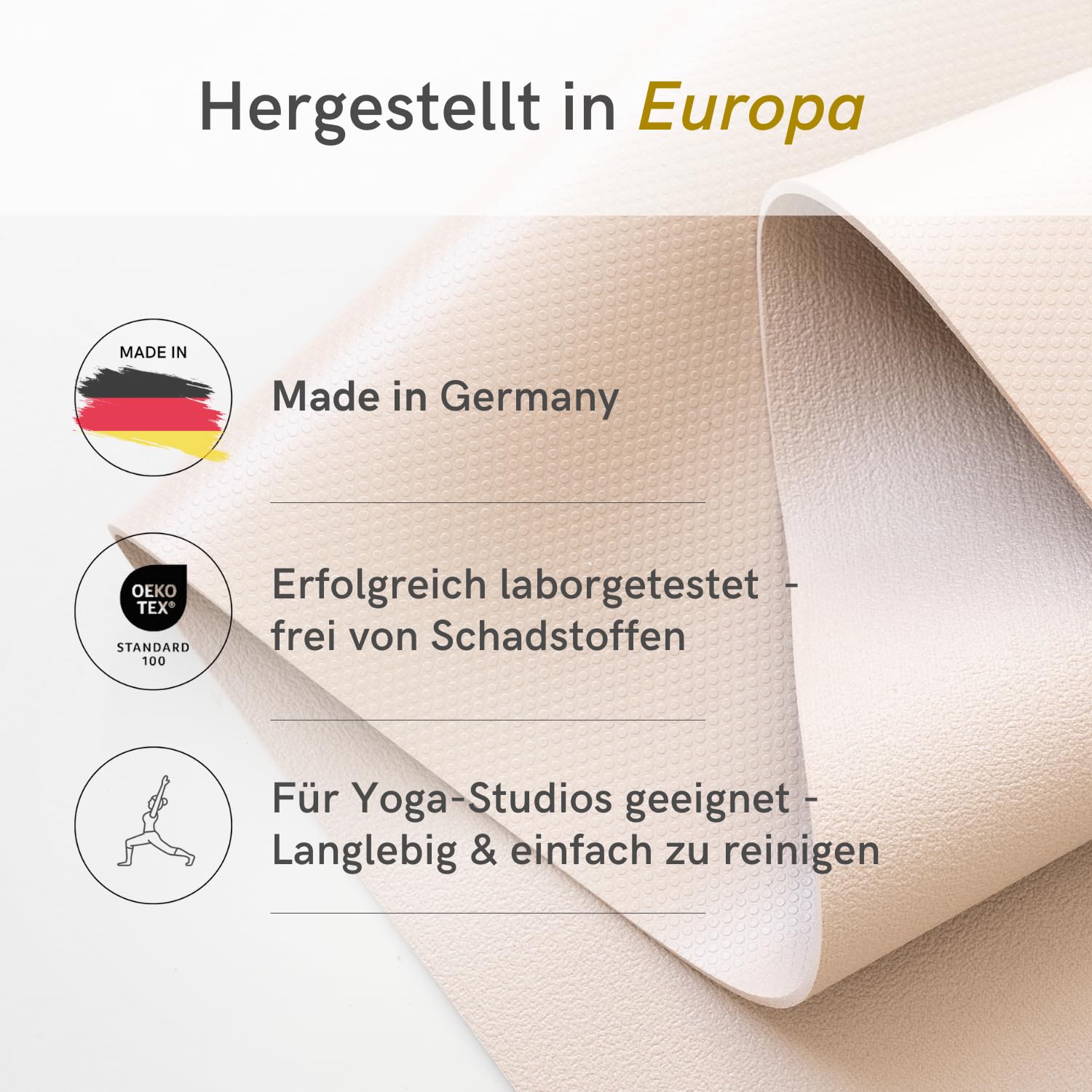 LOTUSCRAFTS® Yogamatte rutschfest, universell nutzbar als Trainingsmatte, Sportmatte, Gymnastikmatte, Fitnessmatte, Pilates Matte, Matte Sport, Yoga Matte MUDRA PRO