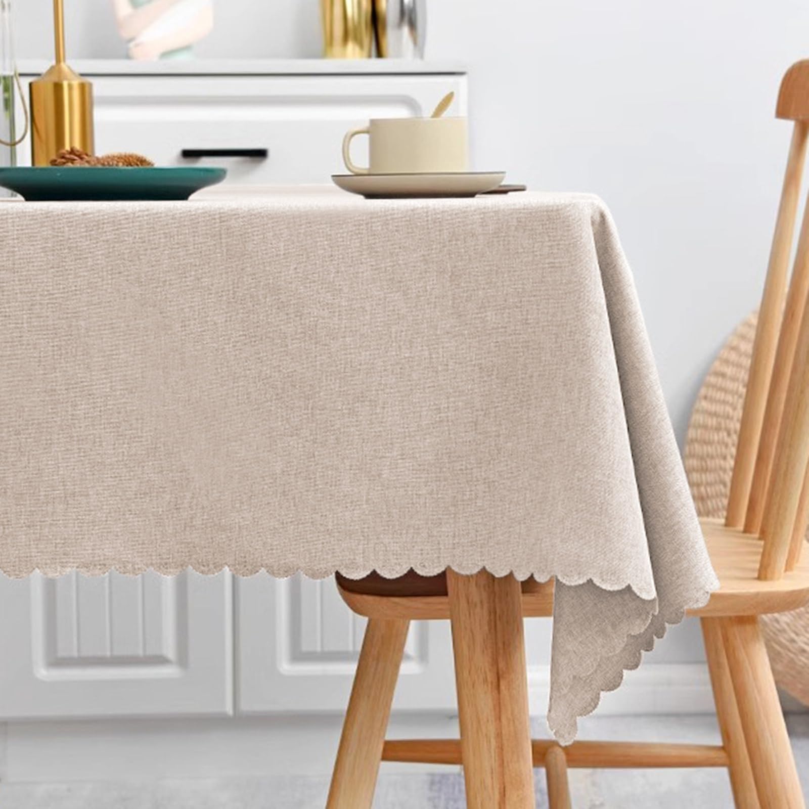 Tovaglia Quadrata Antimacchia Lavabile Tovaglie Cotone Lino 90x90 cm Beige