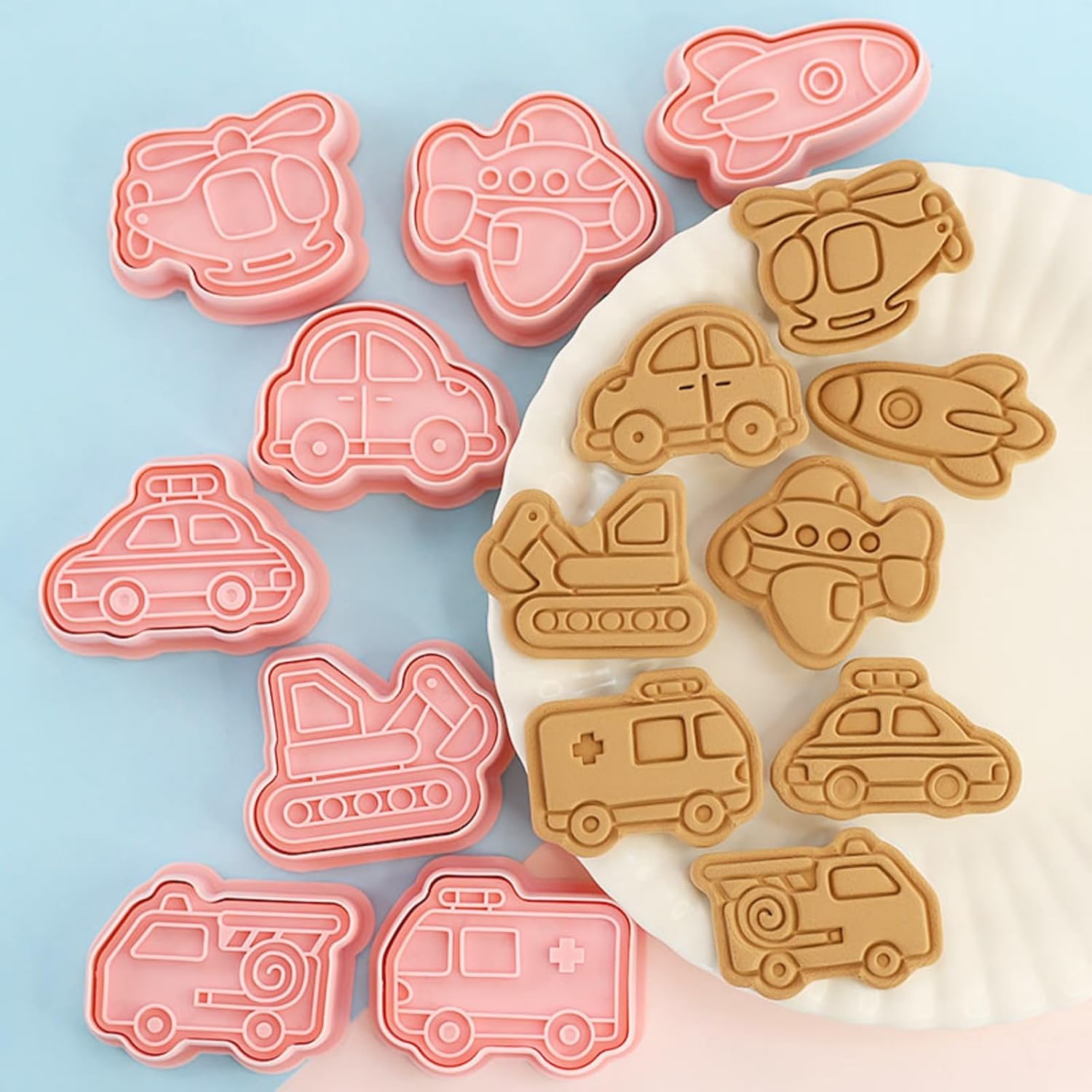 Cute Cookie Cutter Set, 8-Piece Car Cartoon Molds, 3D Fun Cookie Cutter Set, DIY Baking Cake Fudge Pastry Baking Supplies image 2