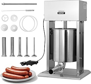 20LBS/10L Electric Sausage Stuffer - Commercial-grade stainless steel with 5 tubes, foot pedal & speed control. Perfect for home/professional use