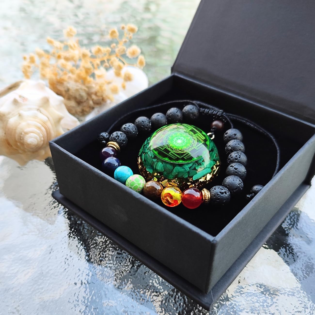 Orgonite Chakra Pendant Malachite Green Crystal Quartz Orgone Pendant Necklace Reiki Spiritual Healing Energy Generator Bracelet - Image 2