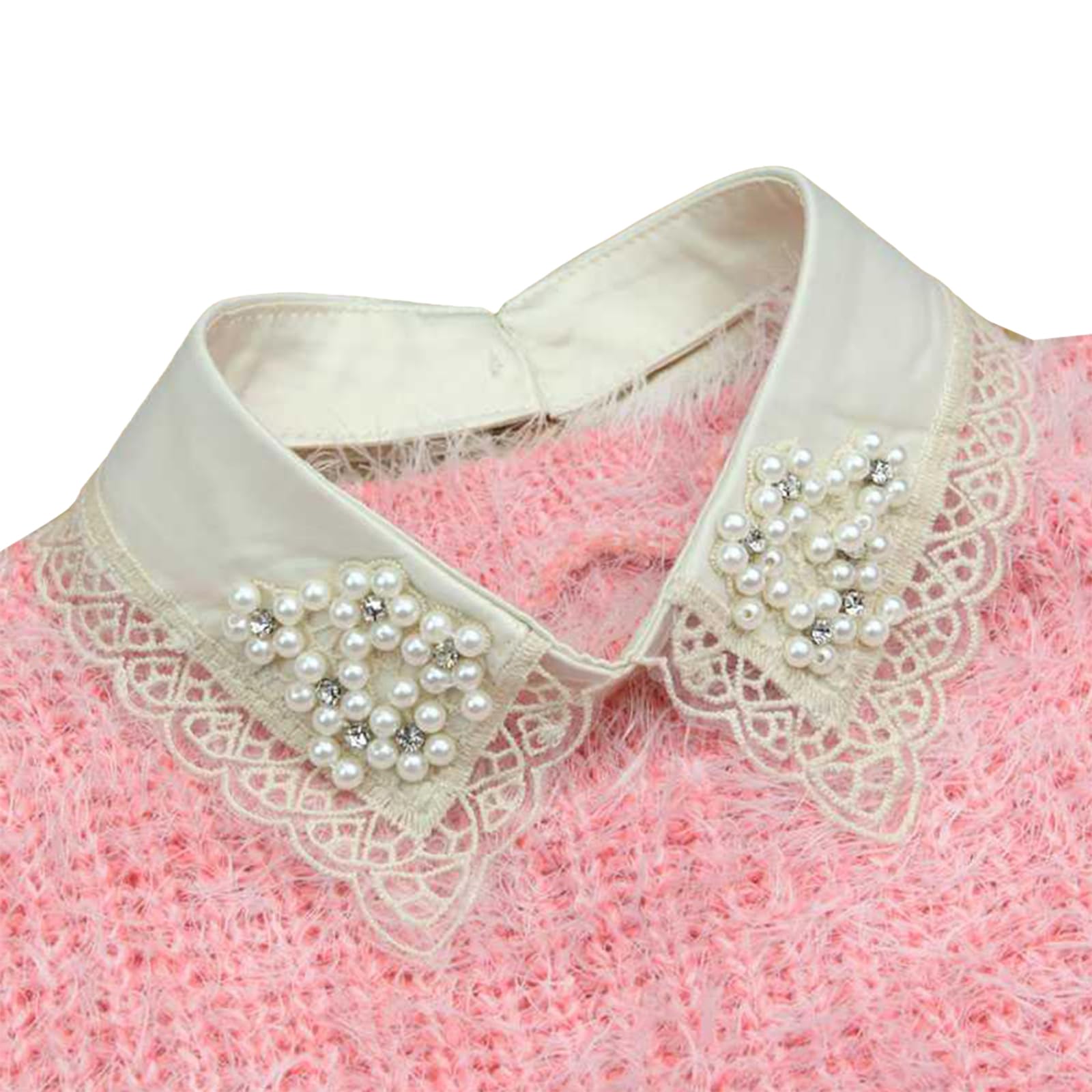 Maxtonser Women Detachable Colla Shirt Fake Collars Pearls Lace Decoration Ladies Lace Fal