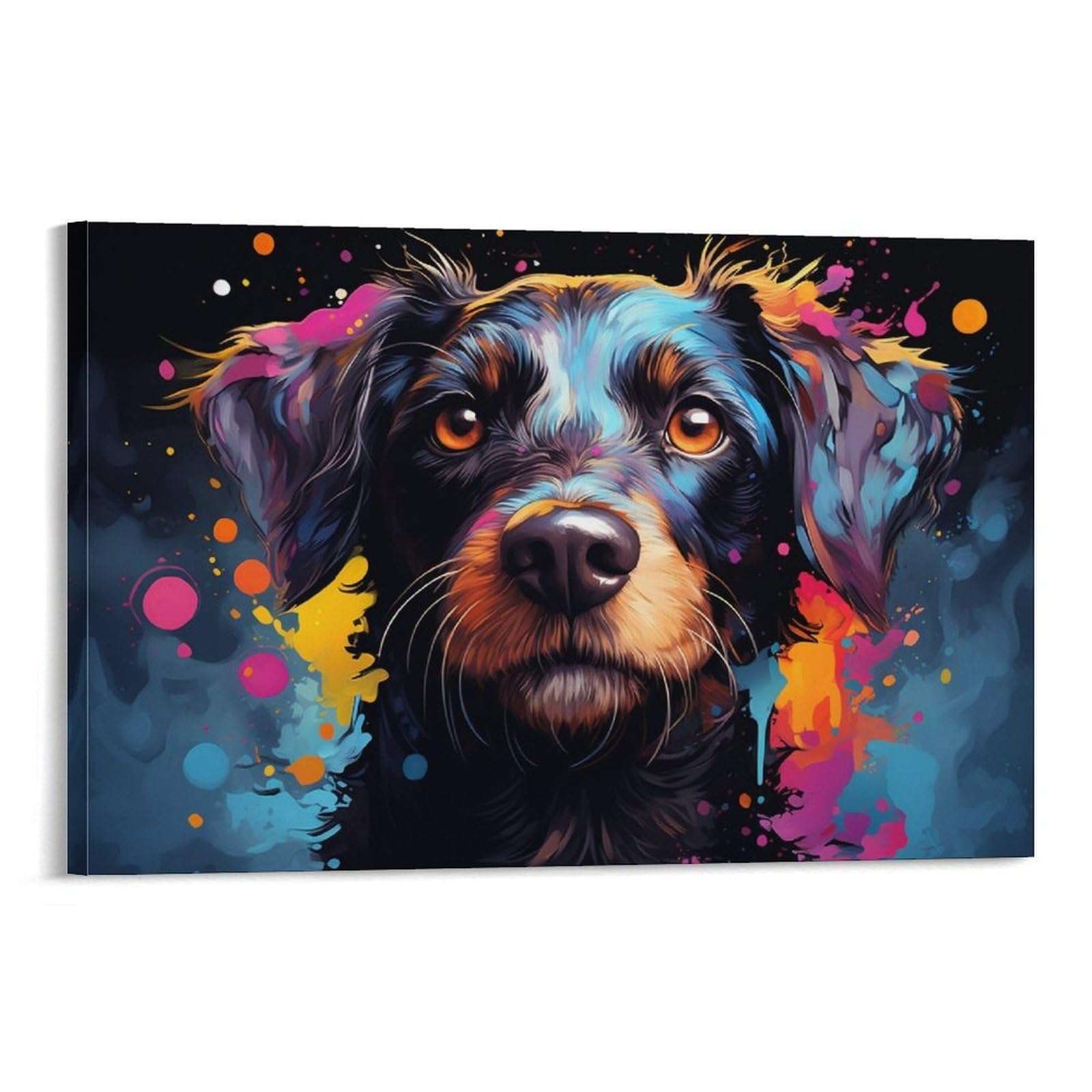 CPLVKWRQJ Bright Magical Colorful Individual Colorful Dog Portrait Art Wall Art Decor - Office Wall Focal Art Multi-Purpose Fade Resistant Decor 12x18inch(30x45cm)