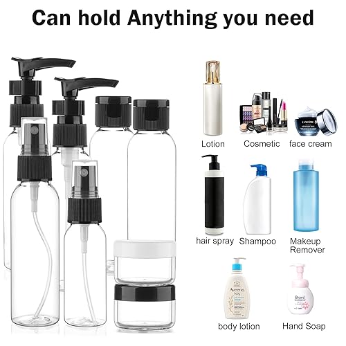 Miniatura 5 de Cosywell Botellas de tamaño de viaje para artículos de tocador, paquete de 13 botellas de aseo aprobadas por la TSA de 2 onzas, kit de viaje a