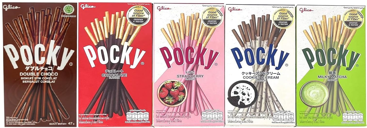 Glico Pocky Biscuit Sticks Variety Pack, Double Choco, Chocolate
