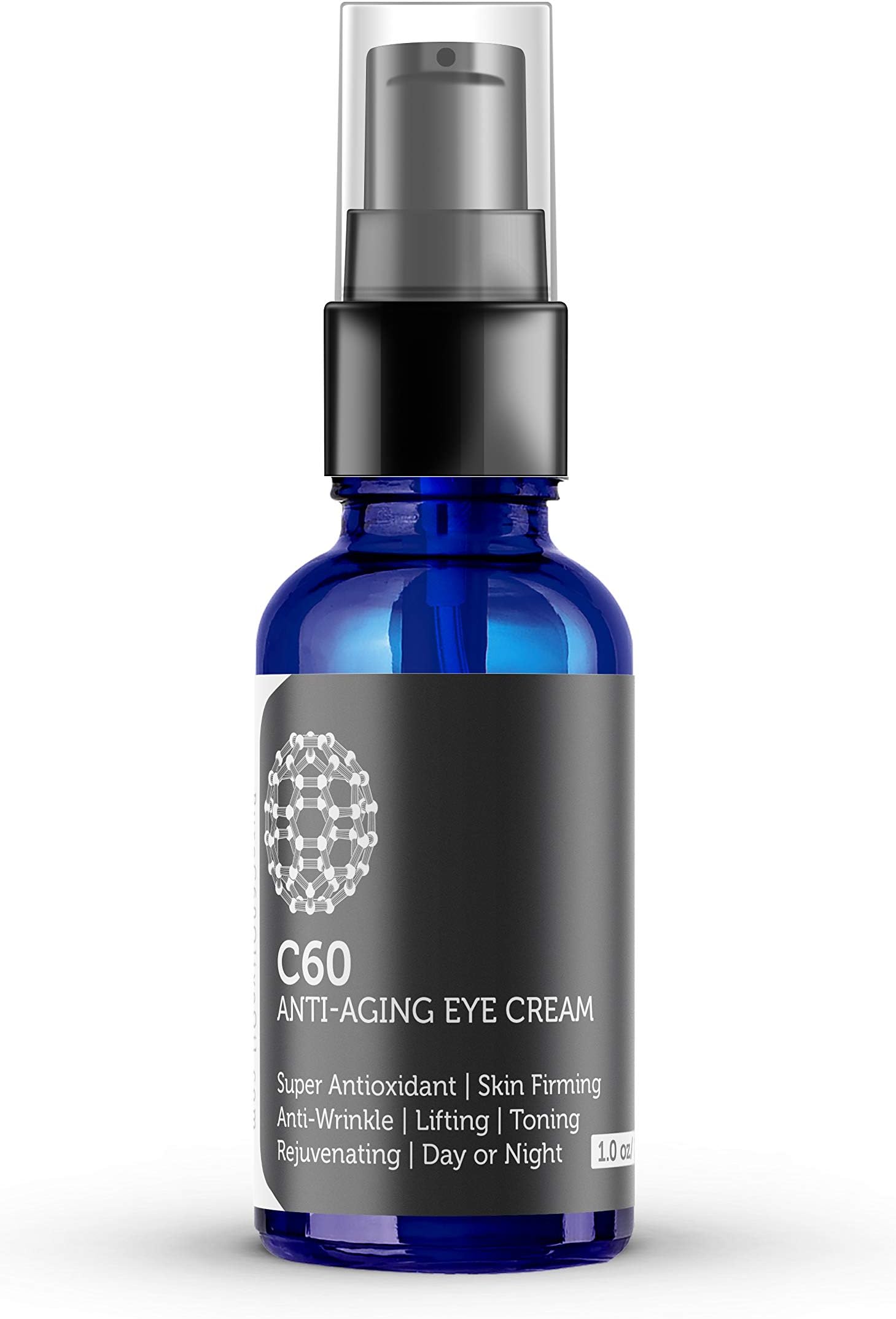 C60 Anti-Aging Eye Cream 30ml with Matrixyl 3000, Tripeptide-5, Hydrating Botanical Hyaluronic Acid and Vitamin C for Men & Women Made with Organic Ingredients
