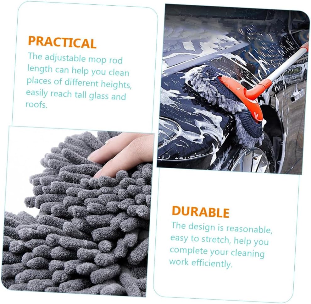 Car Wash Wand Long Handle Telescopic Cleaning Mop Soft Mop Mitt Aluminum Alloy Vehicle Cleaning Tool