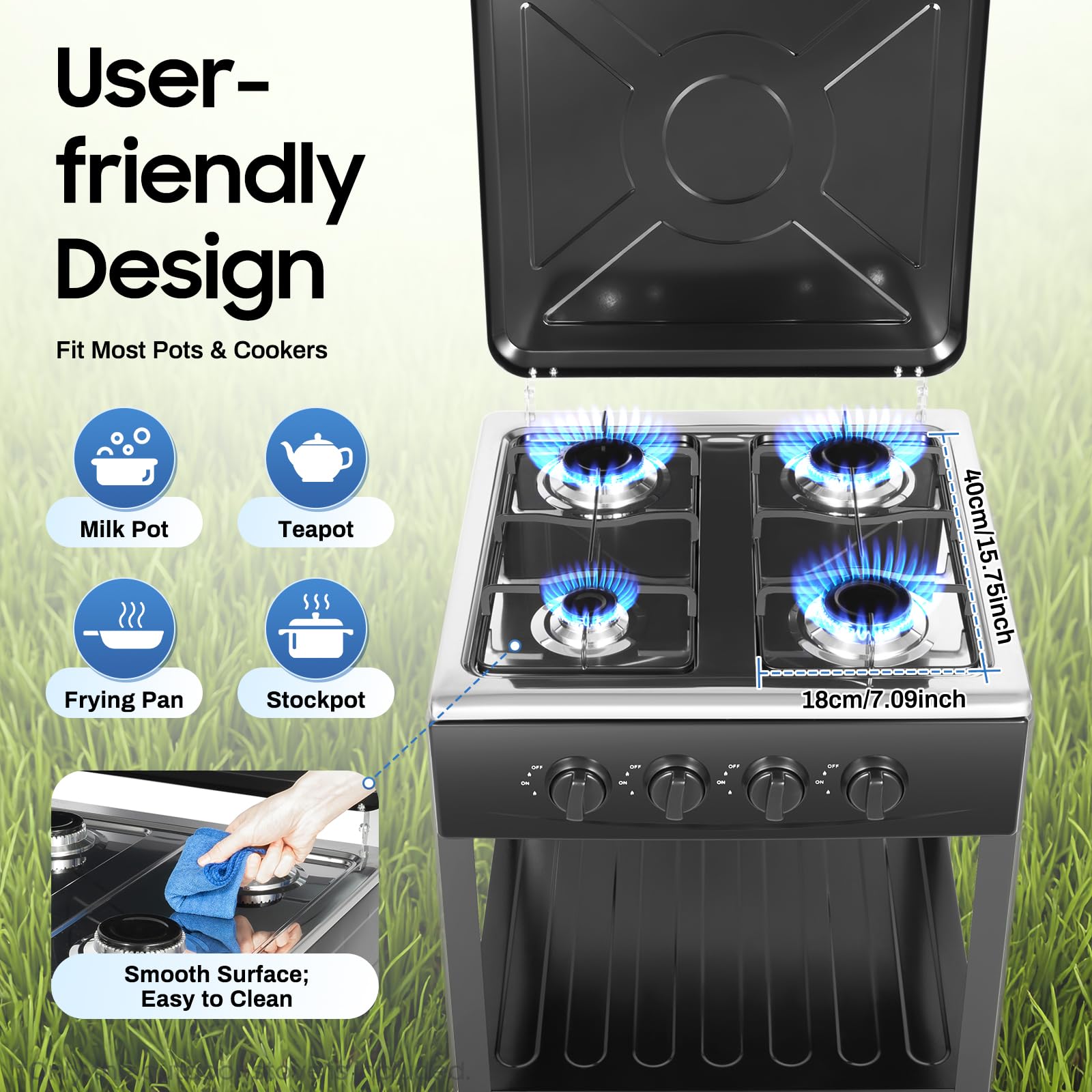 Amazon.com: 4 Burners Gas Cooktop, Built in Stainless Steel