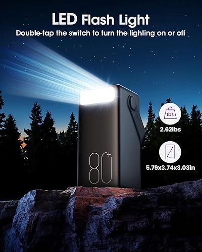 Miniatura 5 de Cargador portátil de 80000 mAh, batería USB C de carga rápida de 22.5 W, 3 salidas, pantalla LED y luz LED, banco externo de batería de teléfono