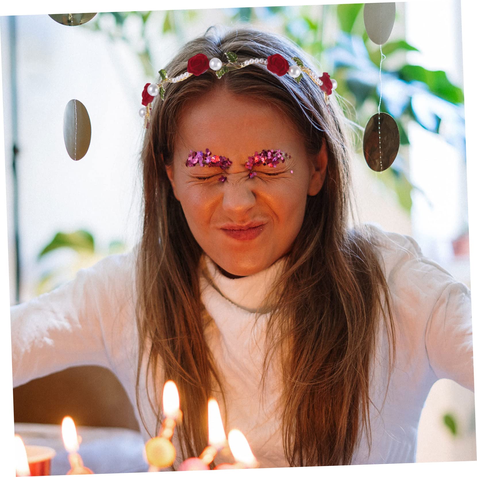 5piezas Diadema De Novia Perlas y Flores Rojas Atractivo Accesorio Para Cumpleaños Bodas y Eventos Especiales Hecho Mano Estilo Vintage y Duradero