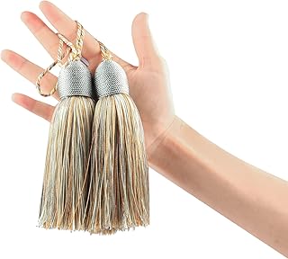 Fenghuangwu 2pcs Tassel Charms Polyester Key Tassels with Loop,DIY Handmade Craft Accessories of Home and Furniture  Decor...