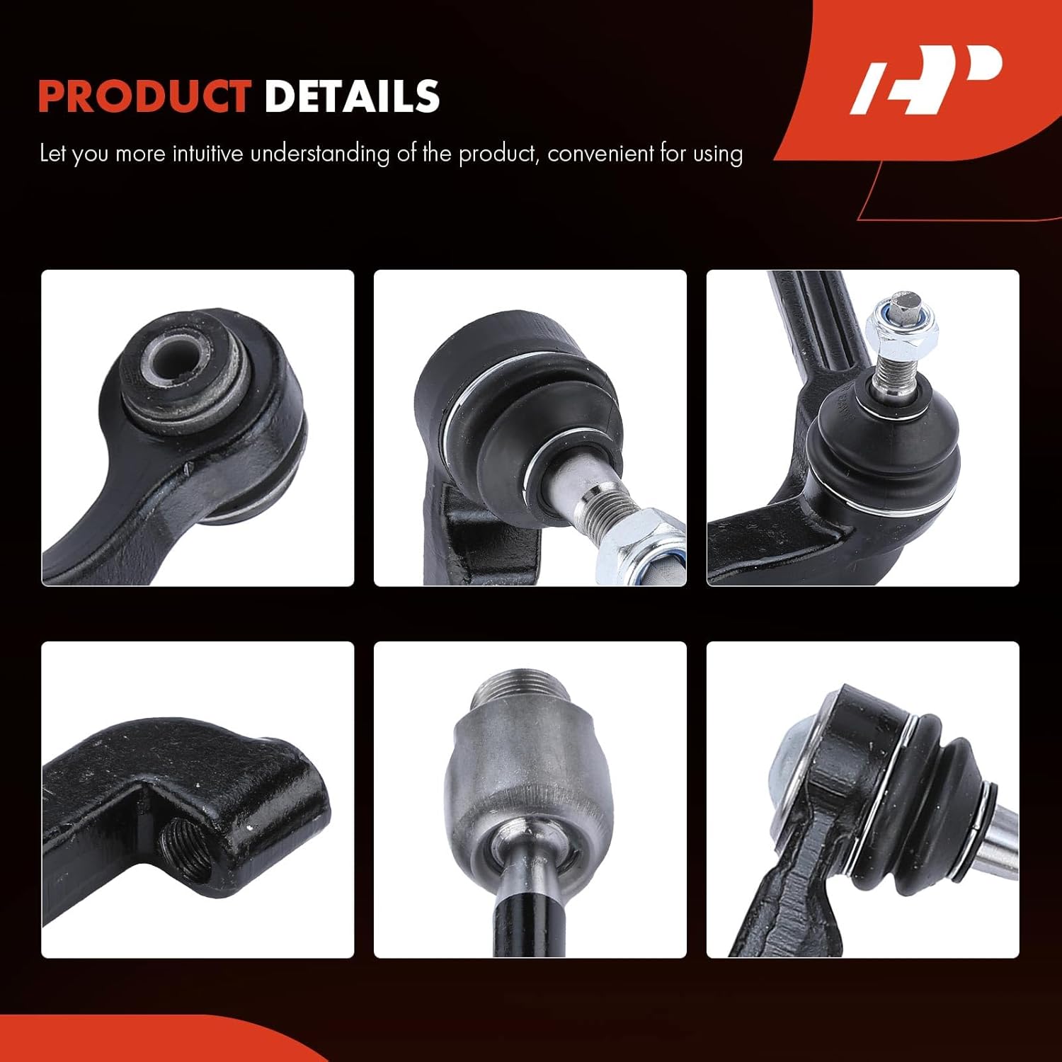 A-Premium Set of 6, Front Upper Control Arm, Inner Outer Tie Rod End, Compatible with Jeep Liberty 2002 2003 2004 2005