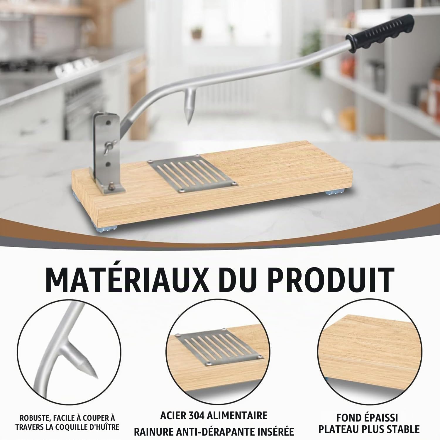 Ouvre Huîtres en Acier Inoxydable,Kit d'Ouverture d'huîtres Comercial,pour Les Ménages de Restaurant et Les Barbecues