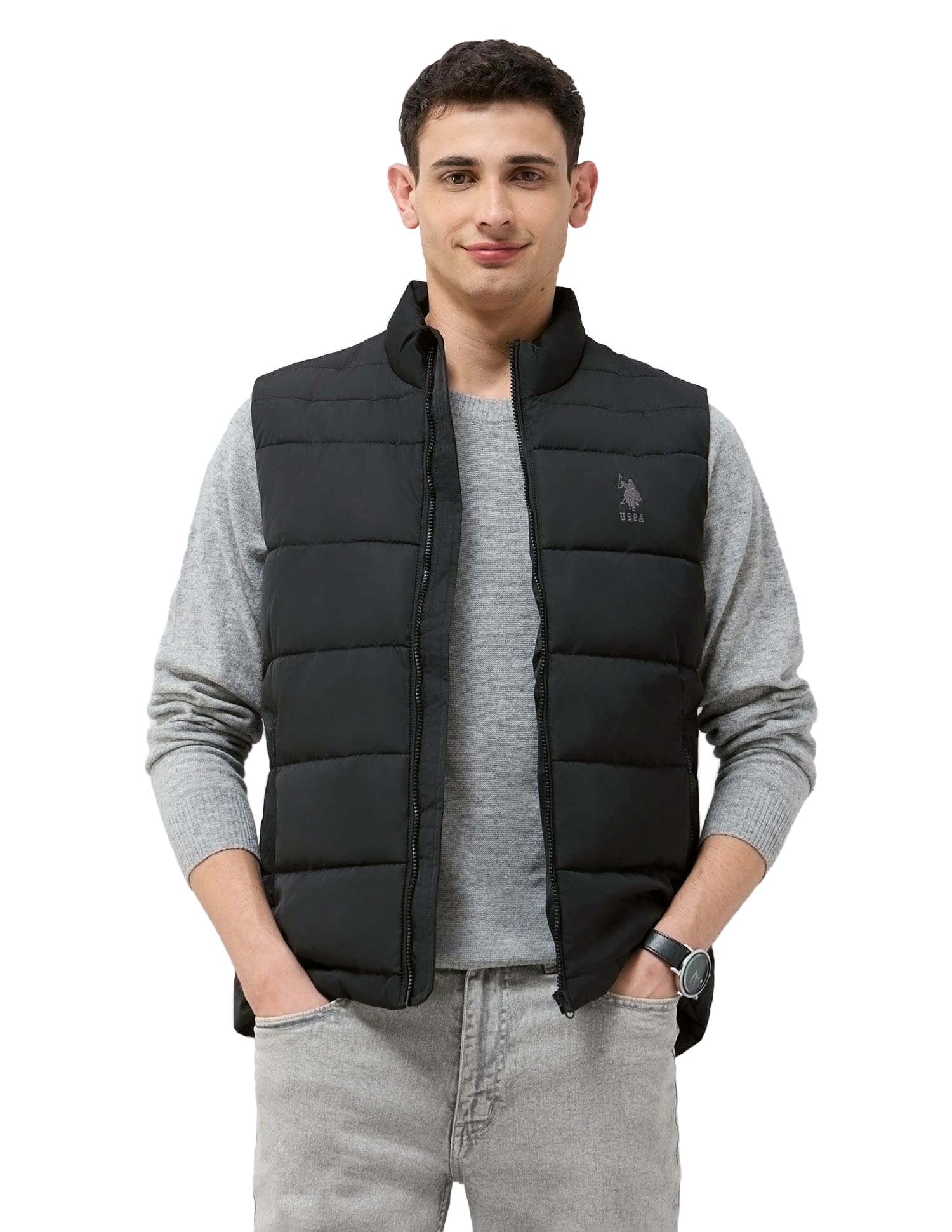 u.s. polo assn. Black Quilted Regular Fit Men's Jacket-picture-22
