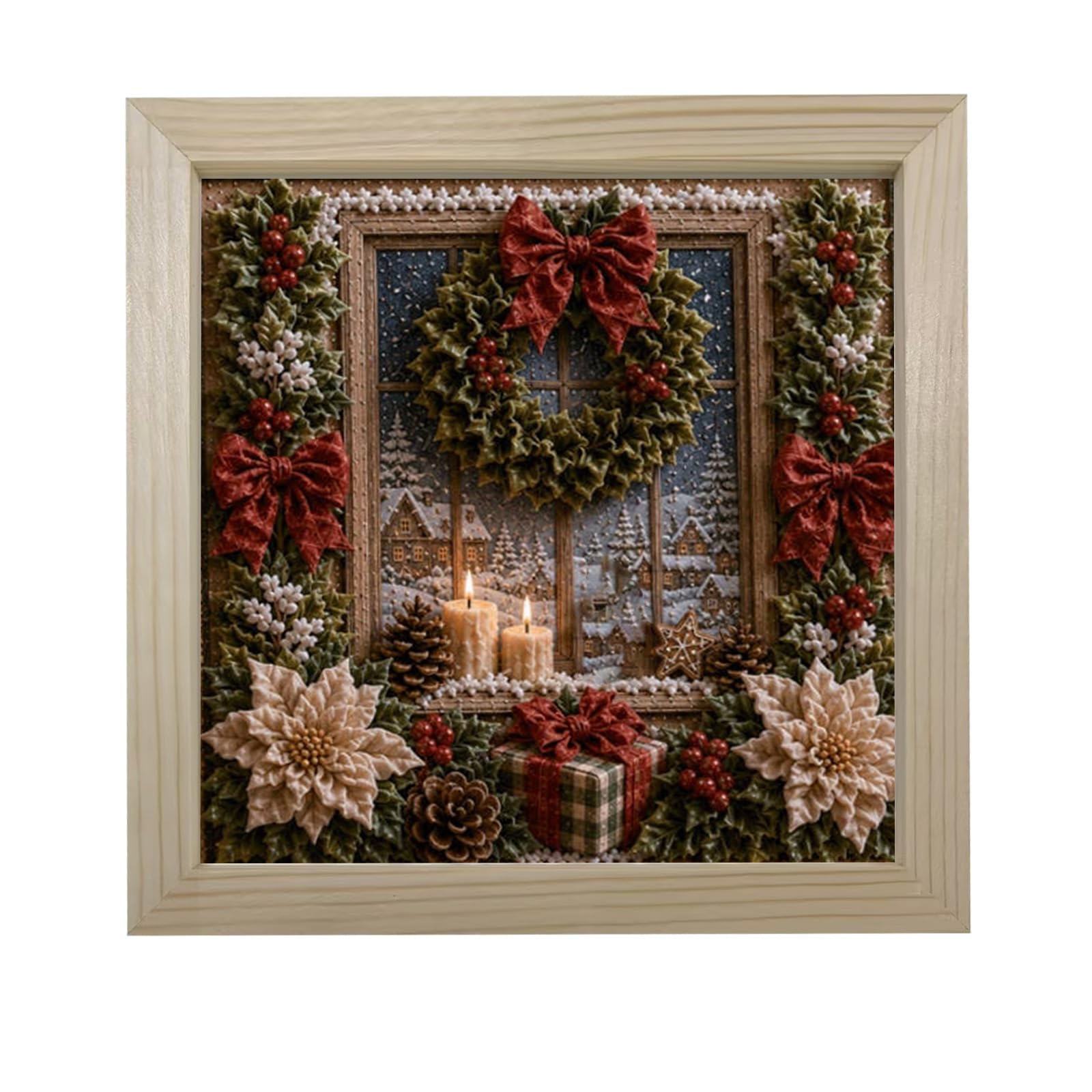 Christmas Punch Needle Kit with Frame for Adults Beginners