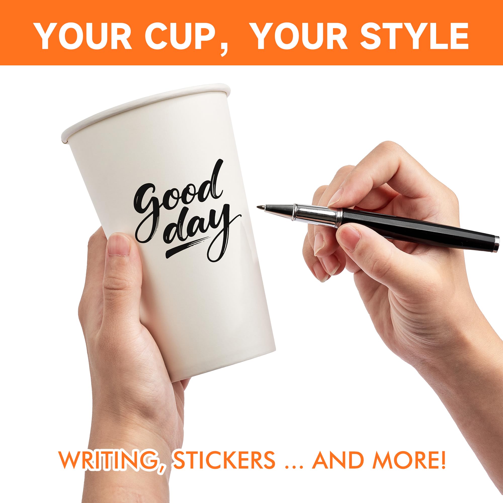 Disposable Coffee Cups with Lids - 100 Pack -7
