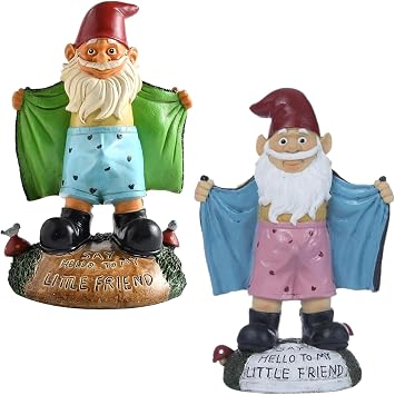 Sexy Gnome Statues, 5.9 Ih Resin Funny Garden Gnomes, Full Color Say Hello to My Little Friend, Reusable Naughty Gnomes, For Gnome Lovers Lawn Yard Porch, Green