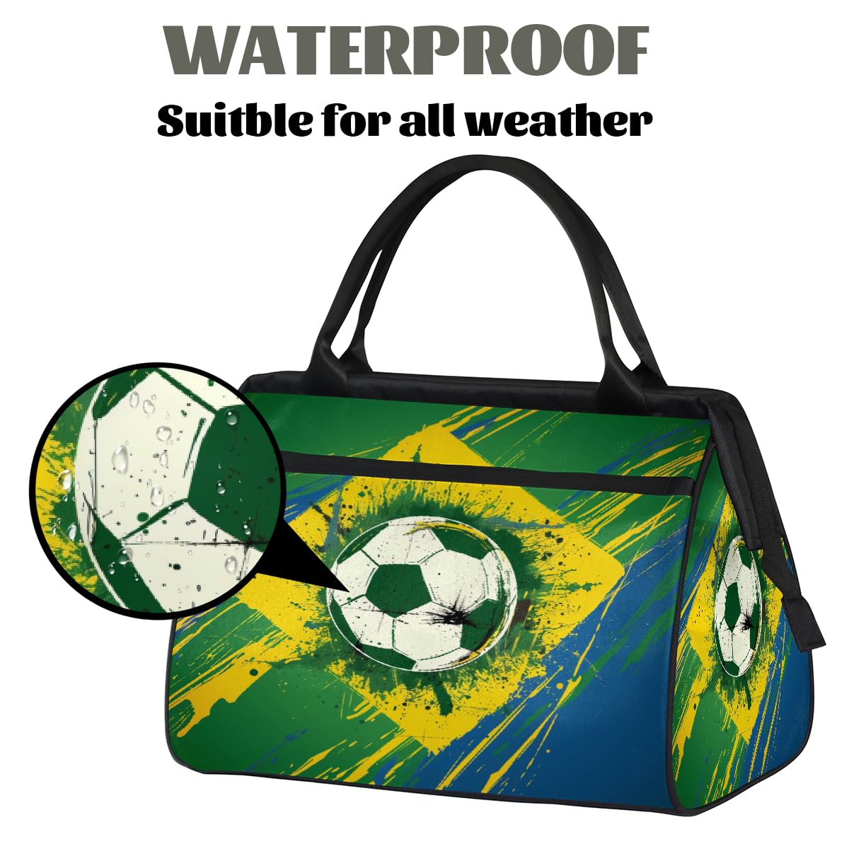 Bolsa de deporte con balón de fútbol, gimnasio, para hombres y mujeres, bolsa de viaje impermeable para fin de semana, bolsa ligera para equipaje de mano
