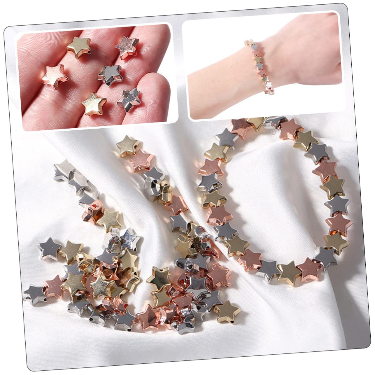 Lurrose 1200piezas Bolas Espaciadoras De Estrella Para Joyería De Abalorios De Diseño Estrella Para Pulseras y Collares Surtidos Manualidades Creativas