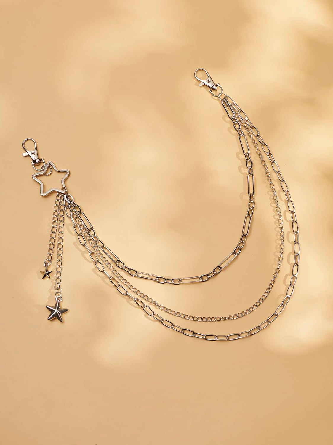 Sacina Gothic Layered Silver-tone Star Pants Chain, Wallet Belt Chain, Goth Emo Punk Grunge Y2k Accessories - Image 6