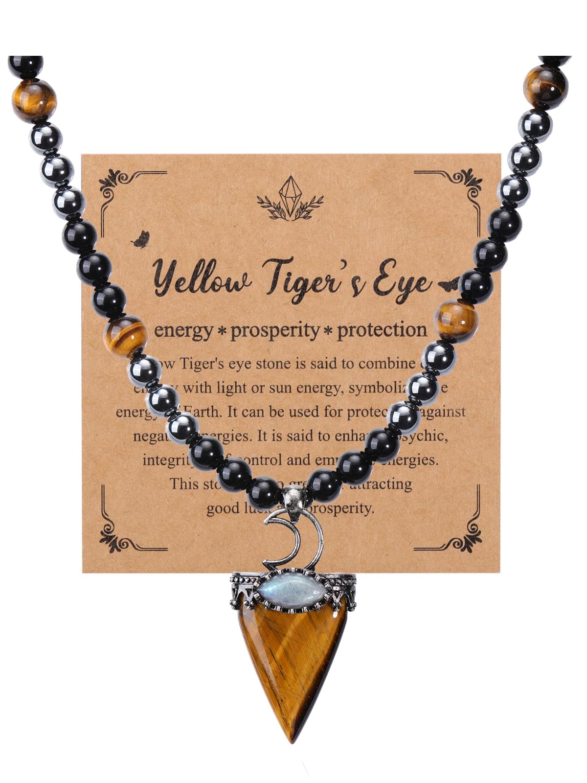 Beaded Necklace for Men Tiger Eye Obsidian Hematite Healing Crystal Stones Necklaces Mens Natural Gemstone Protection Necklace Jewelry Gifts