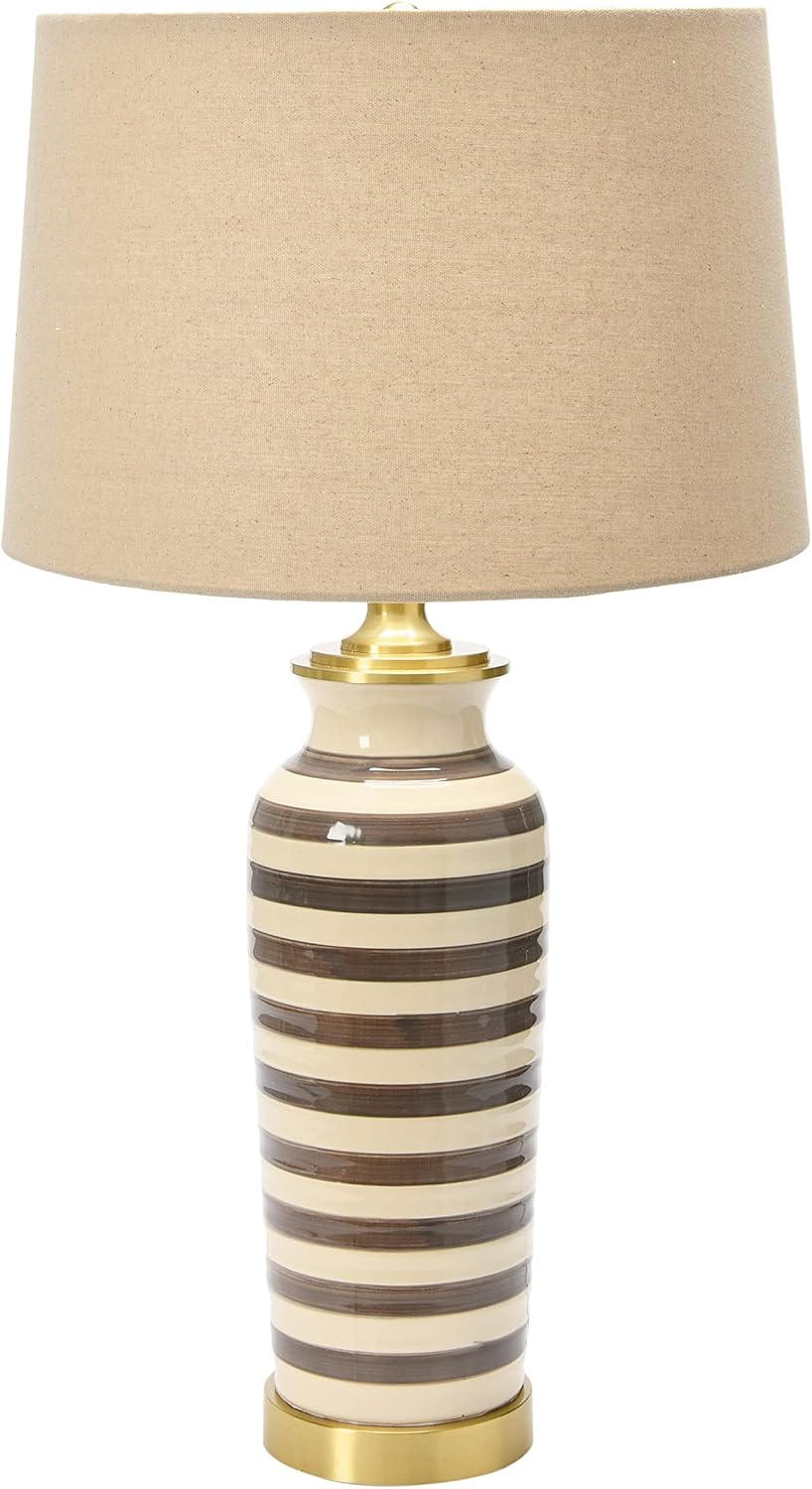 Creative Co-Op 29" H Striped Ceramic and Metal Desk Lamp