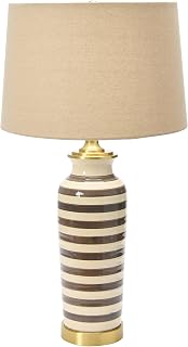 Creative Co-Op 29" H Striped Ceramic and Metal Desk Lamp