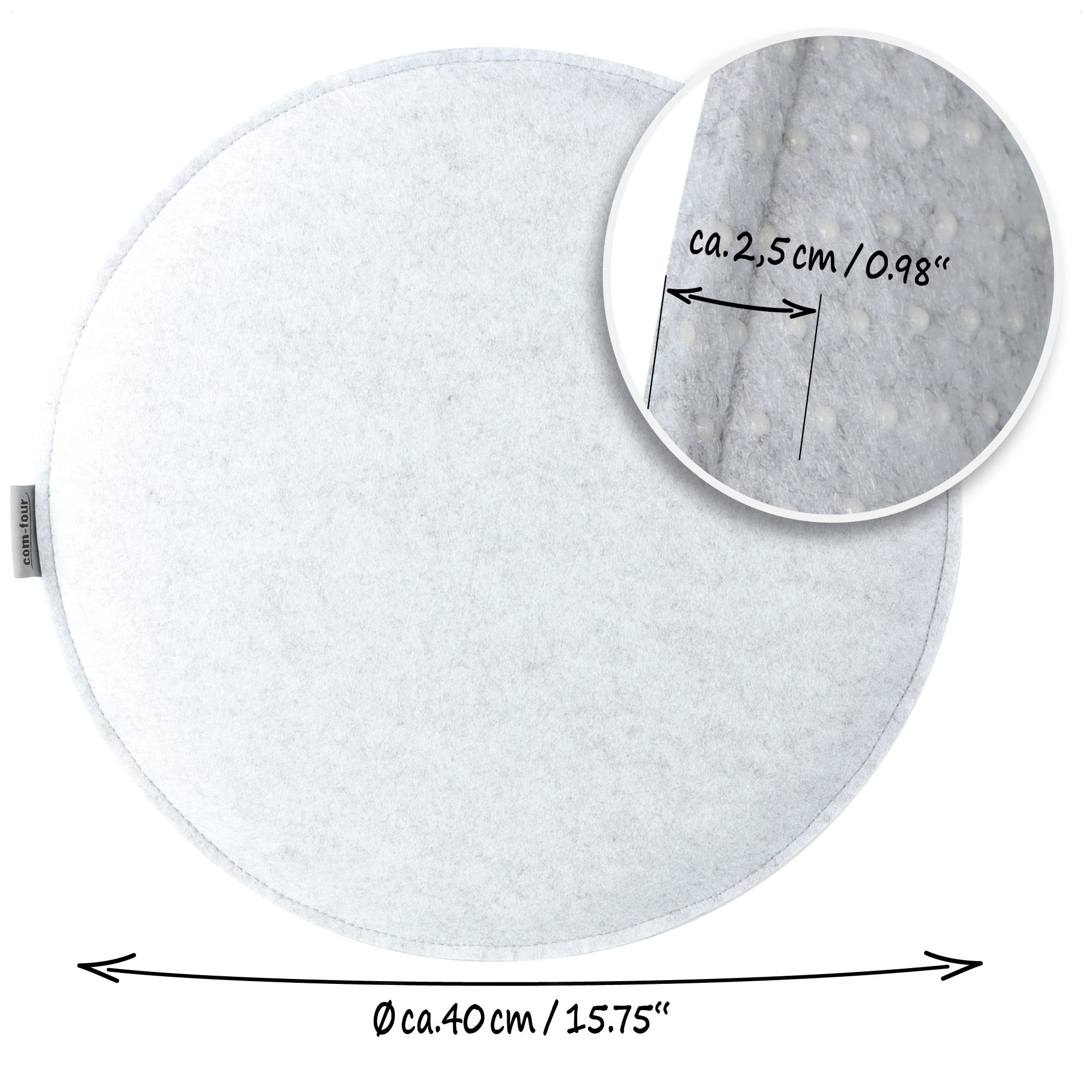 com-four® 4X Coussins de siège en Feutre - Coussins de Chaise rembourrés - Coussin de siège Rond pour Salle à Manger, Jardin, Balcon - Dessous antidérapant avec antidérapant