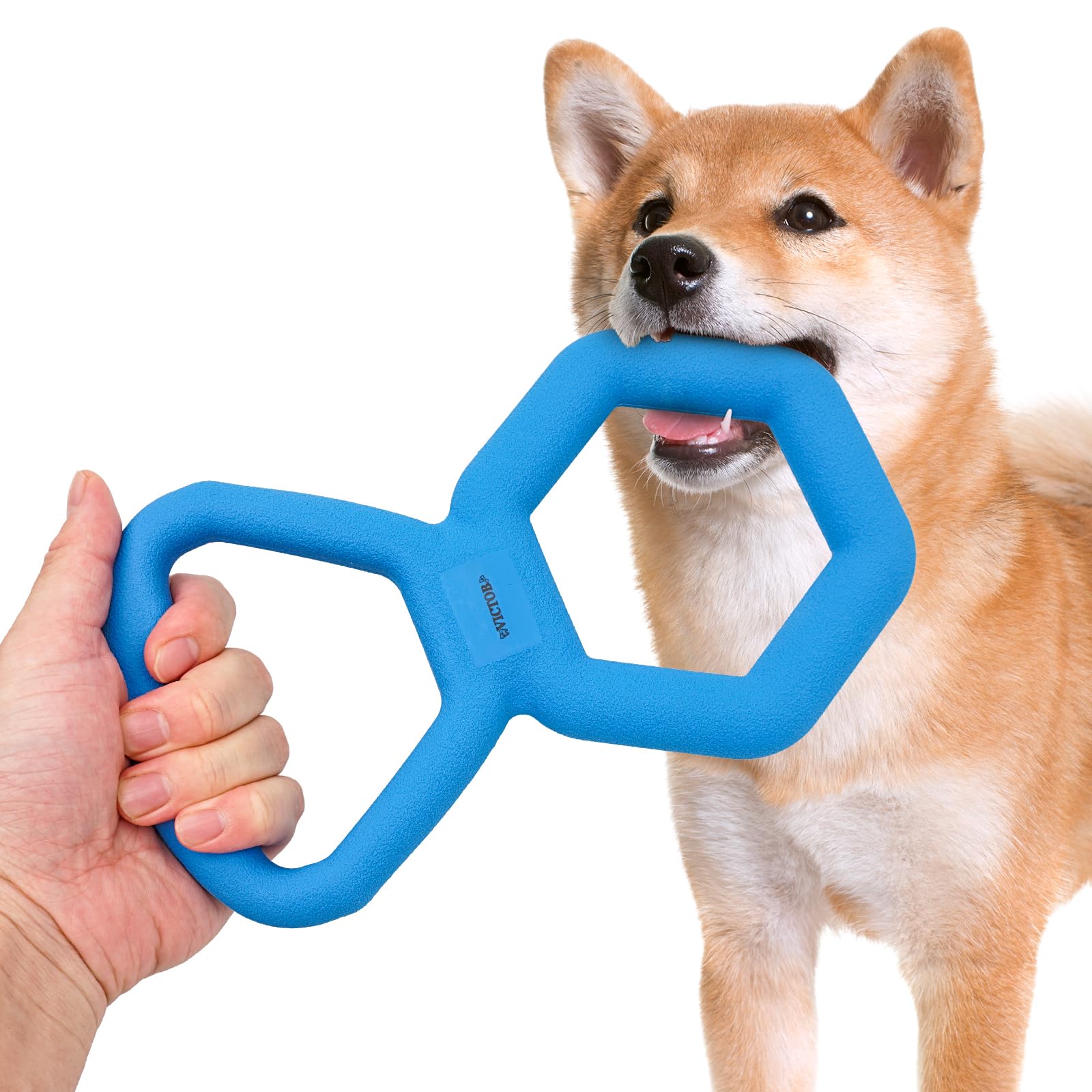 Tug of War Dog Toy - Supplies for Tug of War - Dog Pull Game Interactive Double Ring Pull Toy Tough Chew Toy Durable Rubber Toys for All Breed Chewers, Blue