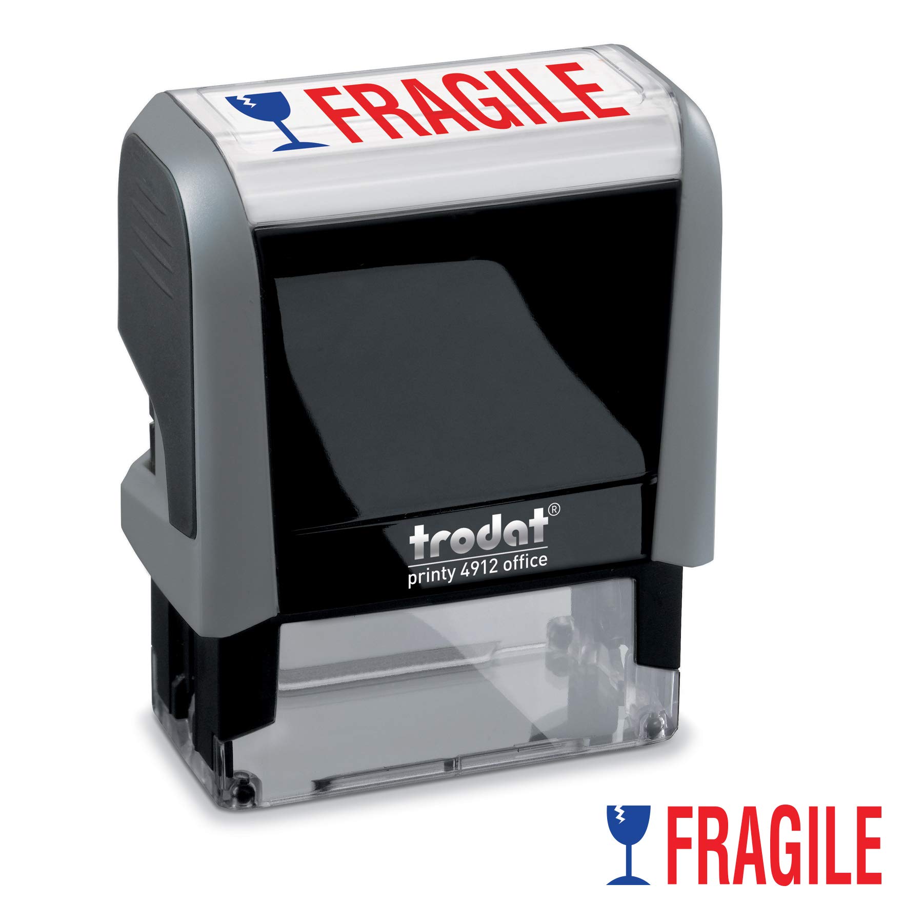 Fragile Trodat Printy 4912 Self-Inking Two Color Stock Message Stamp