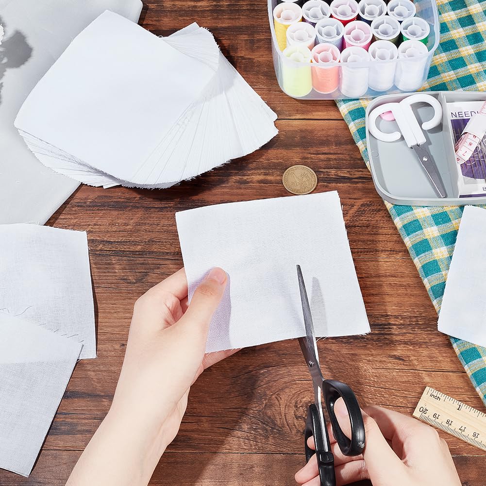 NBEADS 100 Pcs Tissu De Coton Blanc, 10x12cm Carrés De Coton Pour